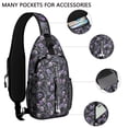 thumbnail image 2 of Sling Backpack,Skull Flower Halloween Pattern Crossbody Bag with Water Bottle Holder,Waterproof Sling Bag for Men/Women with Chest Phone Holder for Hiking,Travel, 2 of 6