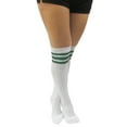 thumbnail image 3 of 4 Pairs Casual Knee High White Tube Socks Long Athletic Green Stripe Sport 10-15, 3 of 4