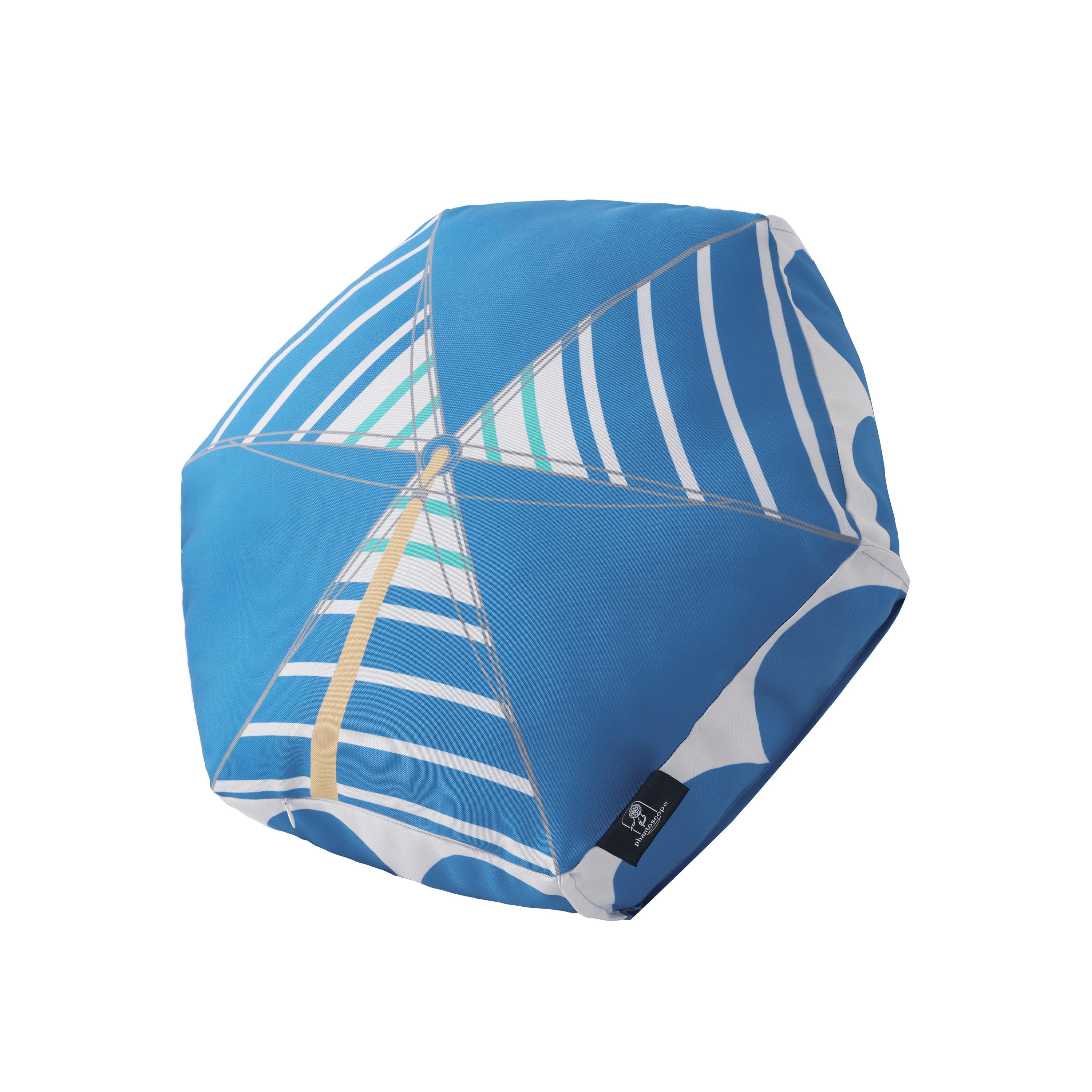 Phantoscope Outdoor Umbrella Shaped Throw Pillow, Waterproof Decorative Patio Pillow, Beach Cushion, Blue, 18 x 18 x 12 in