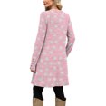 thumbnail image 5 of Women's Fashion Casual Dress with Pockets Decorative Buttons Polka Dot Prints Round Neck Long Sleeves for Spring and Autumn Outings,Pink,M, 5 of 6