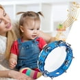 thumbnail image 5 of Muslady 8-inch Tambourine Handbell Hand Drum with Double Row Jingles Percussion Instrument, 5 of 7