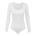 thumbnail image 2 of Gibobby Body para mujer con control de barriga Mono de manga larga con cuello Rojoondo y cuello Rojoondo para mujer (Blanco, S), 2 of 3