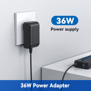 AUBEAMTO Powered USB 3.0 Hub, 11-Port USB Hub Splitter (7 Faster Data Transfer Ports+ 4 Smart Charging Ports) with Individual LED On/Off Switches, USB Hub 3.0 Powered with Power Adapter for Mac, PC