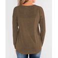 thumbnail image 2 of Women's Solid Color Knitted Long Sleeve Round Neck Pullover Button Top T-shirt, 2 of 2