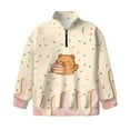 thumbnail image 5 of Xoenoiee Bear Cake Ice Cream Print Oversized Sweatshirt for Girls Half Zip Pullover Drop Shoulder Trendy Y2K Casual Fall Outfits Soft Fleece Top for Teens, Size 13-14 Years, 5 of 7