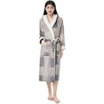thumbnail image 1 of Sunny Forrest Highland Mist Hooded Robe with deep pockets - Grey Plaid with White (CA/US, Alpha, XX-Large, 3X-Large, Regular, Regular, GREYPLAID/WHITE), 1 of 1