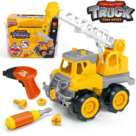 Kididdo STEM Take Apart Crane Toy for Boys, Construction Vehicles Gift for Kids, Toddlers Age 3-5