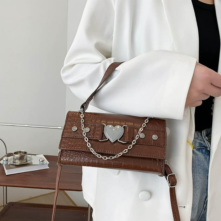 Small Shoulder Bag for Women, Mini Clutch Purse Tote Handbag Zipper Closure Crossbody Hobo Bag Y2K