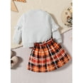 thumbnail image 3 of Liacowi Baby Girls Skirt Set Toddler Thanksgiving Letter Print Sweatshirt and Plaid Mini Skirt Outfits Infant Suits, 3 of 9