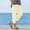 Beige, variant on Women's Linen-Blend Straight Leg Pants, Elastic Waist, Side Slit Cropped Trousers for Spring & Summer Commute Dark Gray XL