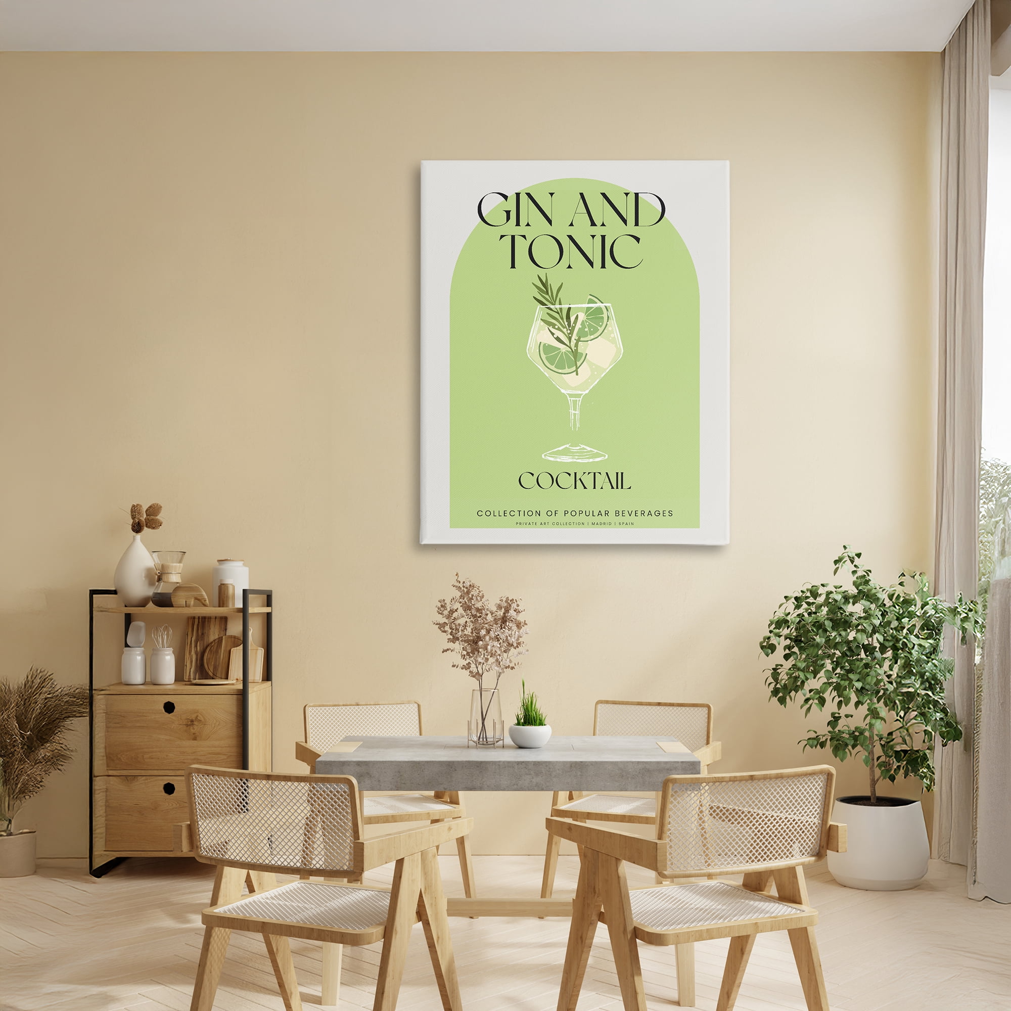 Stylish Retro Gin & Tonic Canvas Wall Art, design by Lil' Rue