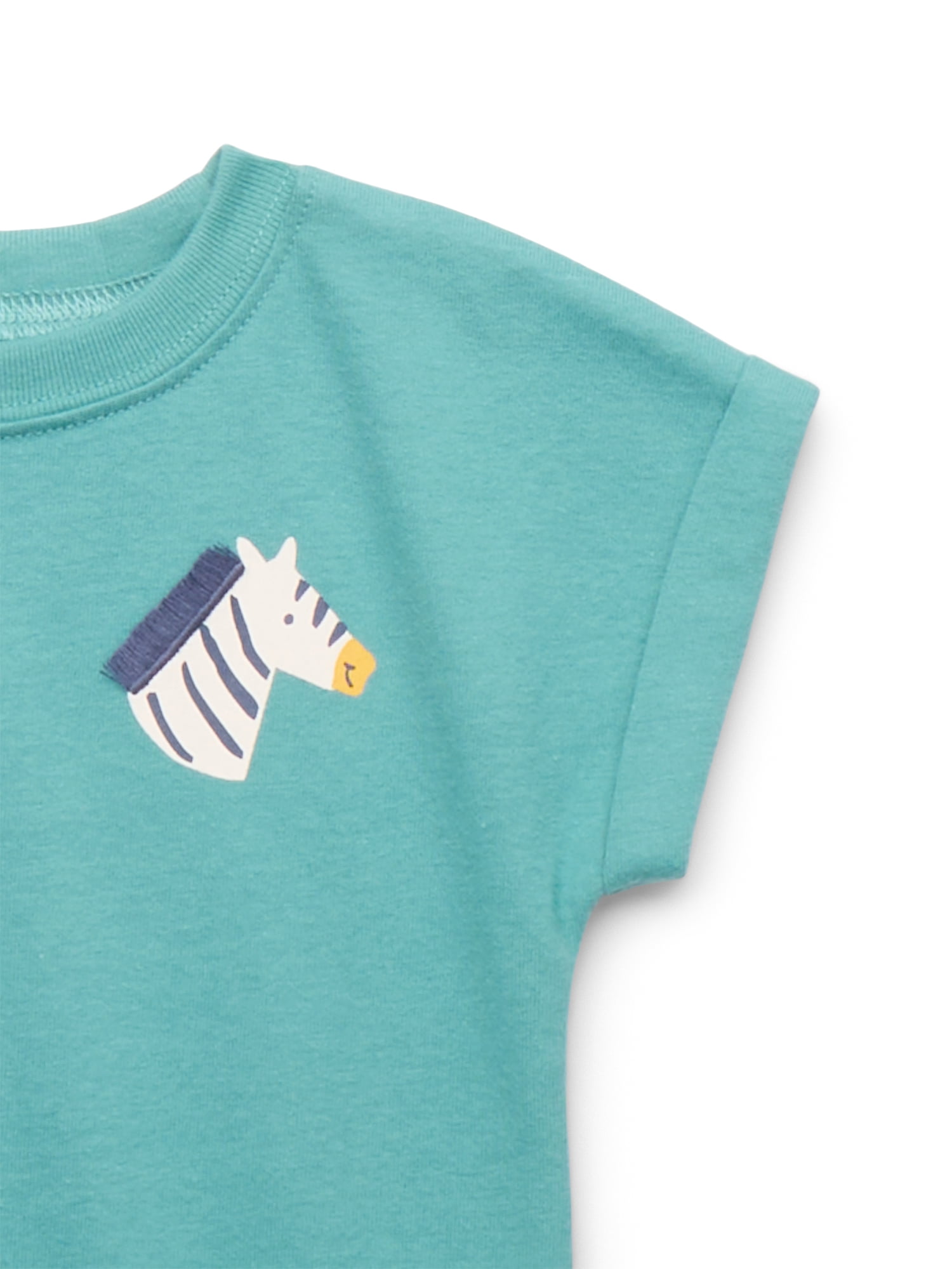 Garanimals Baby Boy Drop Shoulder Jersey Tee with Rolled Sleeves, Sizes 0-24 Months