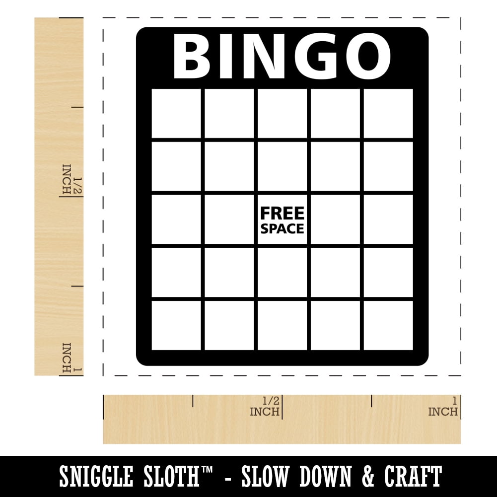 Blank Bingo Card Self-Inking Rubber Stamp Ink Stamper - Brown Ink - Small 1 Inch