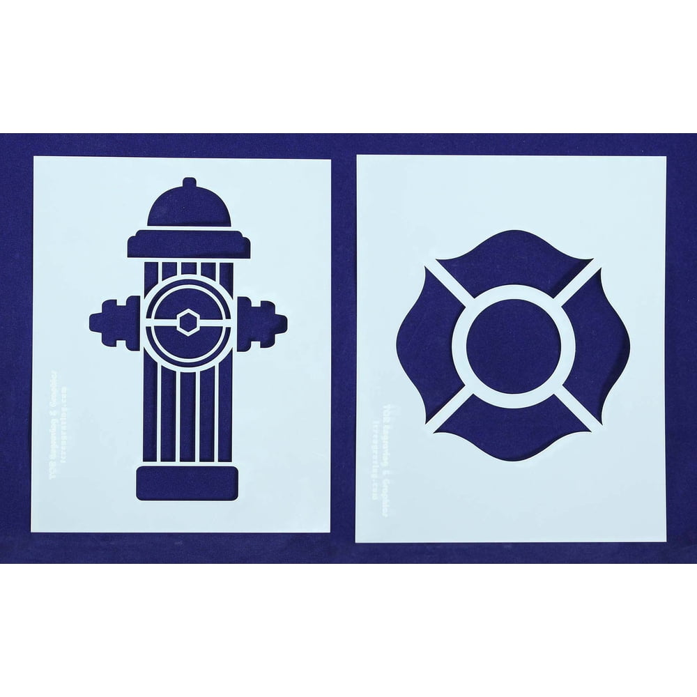 Fire Hydrant/Maltese Cross Stencils - 2 Piece Set - 8 X 10 Inches ...