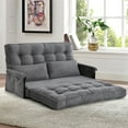 thumbnail image 4 of Convertible 5-Position Foldable Lazy Sofa Sleeper Bed with Armrest,Adjustable Floor Sofa Couch with 2 Pillows,Fold Out Floor Couch,Dark Grey, 4 of 8