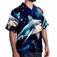 thumbnail image 2 of Starry Shark Men's Short Sleeve Poplin Shirt with Spread Collar Tops, Casual Printed Button Down, Summer Beach Shirt for Men - Unisex, Stylish Men's Shirts, 2 of 6