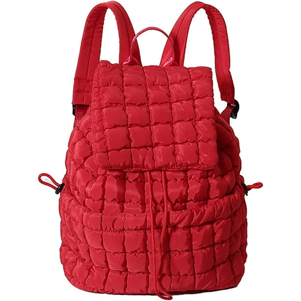 LHSHID Quilted Backpack for Women Lightweight Puffer Drawstring Padding Hiker Back Pack Travel Backpack College Gym Bag