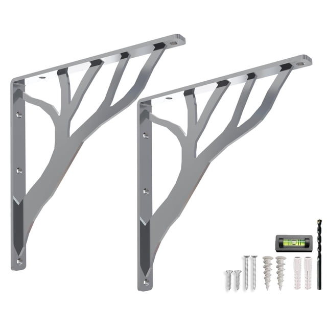 Juego de 2 soportes de estantería Balin Designs, diseño rústico, árbol cromado, 30 cm