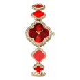 thumbnail image 1 of Reloj Impermeable De Cuarzo Con Pulsera De Joyería Verde Correa Rojo Fondo Rojo, 1 of 5