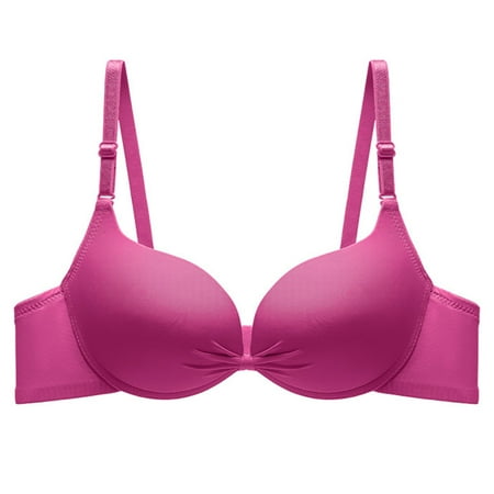 No Underwire Bras for Women Convertible Bra Feature V-Neck Balconette Bra Style W-231 Hook and Eye Closure Wirefree Push Up Bra Pinks-a XS