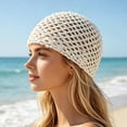 thumbnail image 2 of Valora Glitter Sequin Mesh Boho Hollow Out Beret For Beach Travel Party Fashion Hat White, 2 of 4