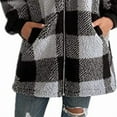 thumbnail image 3 of MORTTIC Women's Plaid Hooded Zip-Up Jacket Long Sleeve Loose Fit Coat with Pockets Winter Warm Wear Gray，M, 3 of 9