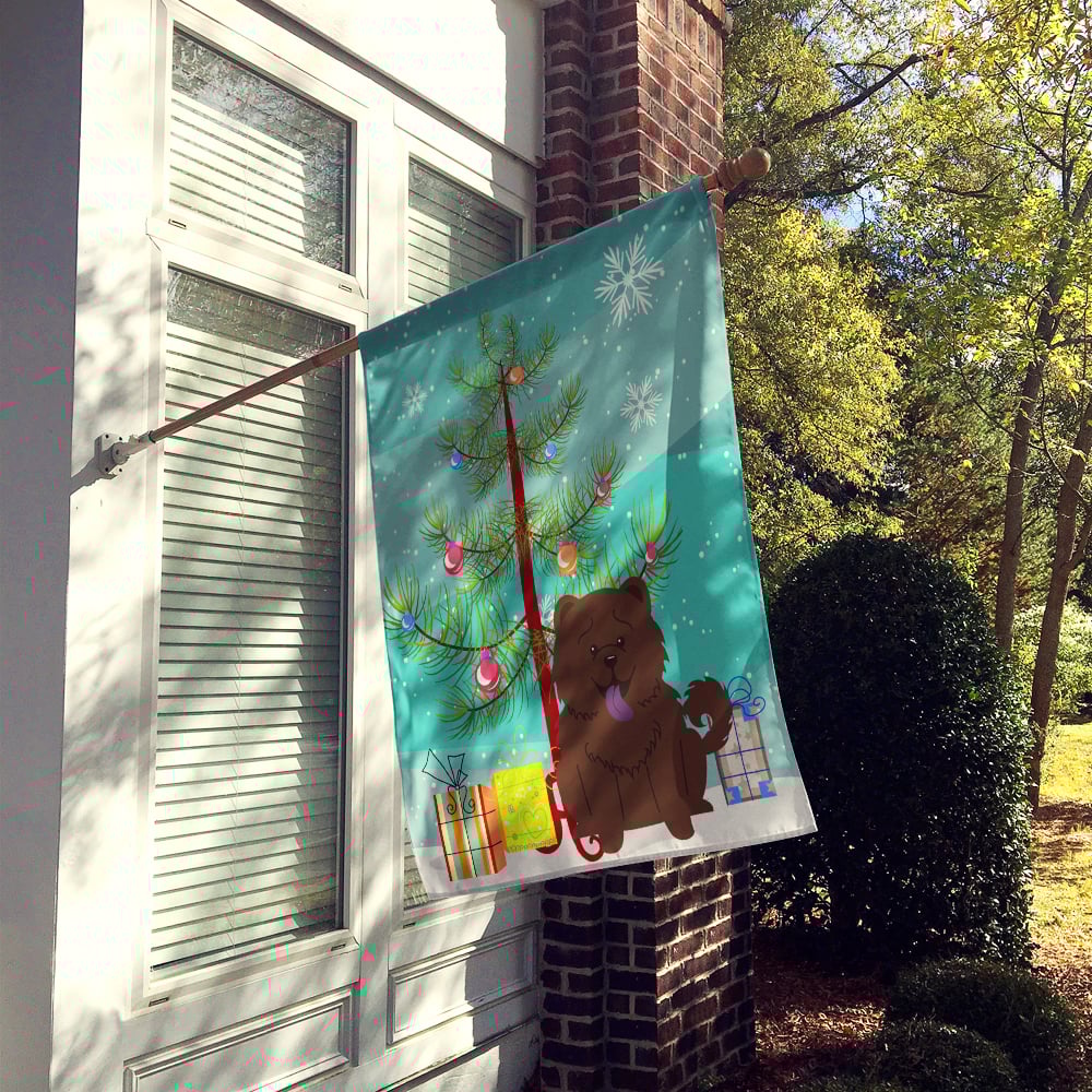thumbnail image 2 of Caroline's Treasures BB4266CHF Merry Christmas Tree Chow Chow Chocolate Flag Canvas House Size , Large, multicolor, 2 of 4