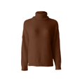 thumbnail image 5 of Women's Solid Color Turtleneck Sweater, Loose Fit Knit Pullover with Long Sleeves, Soft Stretchy High Neck Top, Comfortable Casual Winter Wear for Everyday Outfits and Relaxation Coffee L, 5 of 5