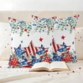 thumbnail image 3 of Independence Day Star Pillow Covers 2 Pack Retro Farm Red Blue White Star Green Leaf Flower Pillowcase Waterproof Outdoor Throw Pillow Cover for Patio Garden Square Cushion 16”x16”, 3 of 9