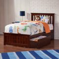 thumbnail image 1 of Mission Twin XL Platform Bed with Matching Footboard & Storage Drawers in Walnut, 1 of 7