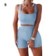 thumbnail image 5 of Soidarity 2 unids/set correr Jogging ejercicio Fitness mujeres chaleco pantalones cortos viajar Yoga transpirable poliéster Crop Tops pantalones Uniforme atlético Azul S, 5 of 6