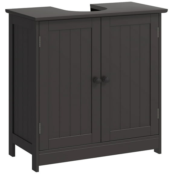 Homiyad Bathroom Vanity Cabinet, Under Sink Bathroom Cabinet with 2 Doors and Adjustable Shelf, Coffee