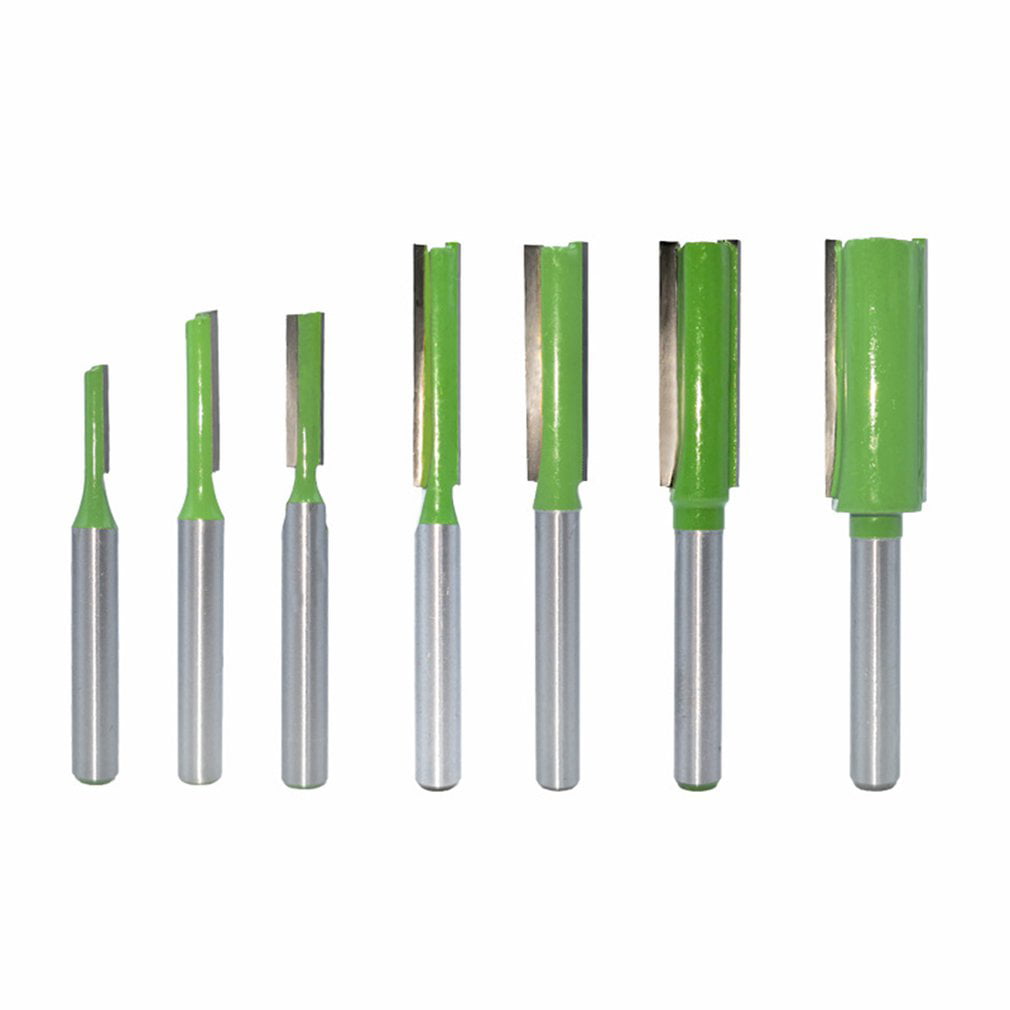 7pcs 1/4 Shank Router Bits Kit Single Double Flute Straight Milling Cutter Tool