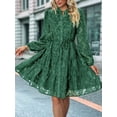 thumbnail image 4 of Womens Long Sleeve Fall Dresses 2025 Button Up Waist with Belt A-Line Mini Dress Casual Fall Winter Dress Dark Green M, 4 of 8
