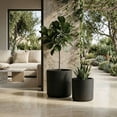 thumbnail image 2 of WRXELAN Round Concrete Planter Set of 2, Large Outdoor Indoor Handmade Rustic Decorative Planter Pots with Drainage Holes for Home Garden Patio, 13" x 13" & 16" x 16"(black), 2 of 7