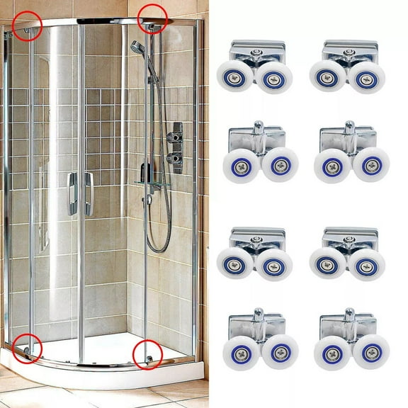 8PCS Twin Shower Screen Door Rollers Door Runners Door Wheel Top And Bottom 23mm Replacement Glass Sliding Door Hanging Wheel