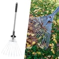 thumbnail image 4 of DOLITY Adjustable Garden Leaf Rake Leaves Rake for Outdoor Camping Leaves and Grass Stainless Steel Rod, 4 of 6