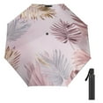 thumbnail image 6 of Palm Leaf Print Pink Rain Umbrella Sun Protection Sun Umbrella Parasol Folding Umbrella Black Glue, 6 of 9