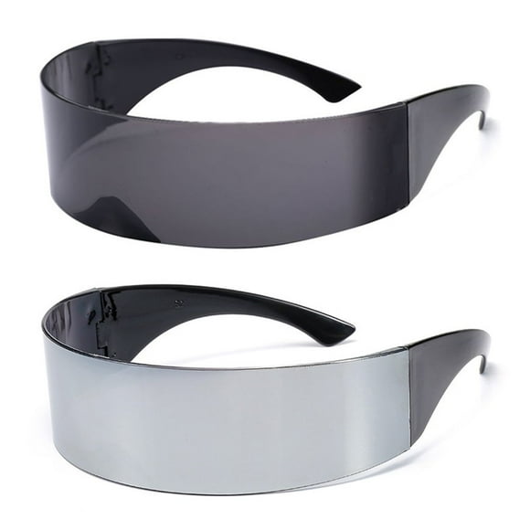 2 Pack Futuristic cyclops Monoblock Shield Mirrored Sunglasses (2 Pack, 2 color)