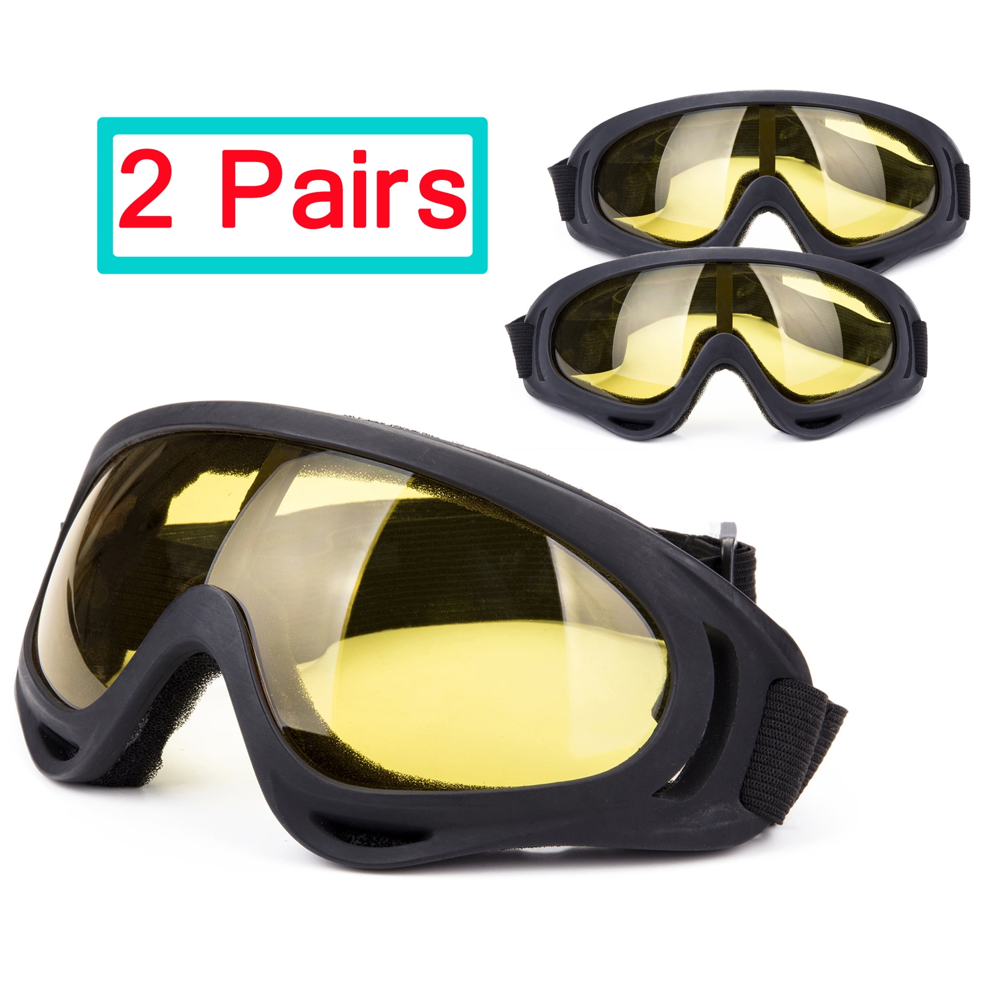 2Pack Ski Goggles Snowboard Adjustable Dustproof Anti-Fog Glasses Chrismas Gifts 