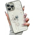 thumbnail image 7 of for iPhone Case,Luxury ElectroPlated Dandelion Pattern with Crystal Diamend Rhinestone Camera Lens Protection Shockproof Phone Case (Blue,iPhone 15), 7 of 7