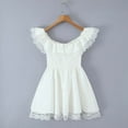 thumbnail image 2 of asdoklhq Women Spring Dresses Fashionable Women's Solid Color Short Sleeved One Shoulder Patchwork Lace Waist Cinching Dress White XS, 2 of 8