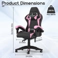 thumbnail image 7 of Bigzzia High-Back Gaming Chair PC Office Chair Computer Racing Chair PU Desk Task Chair Ergonomic Executive Swivel Rolling Chair with Lumbar Support for Back Pain Women, Men (Black&Pink), 7 of 7