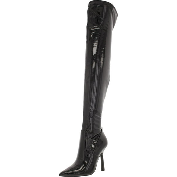 Steve Madden Womens Vanquish Patent Leather Tall Over-The-Knee Boots