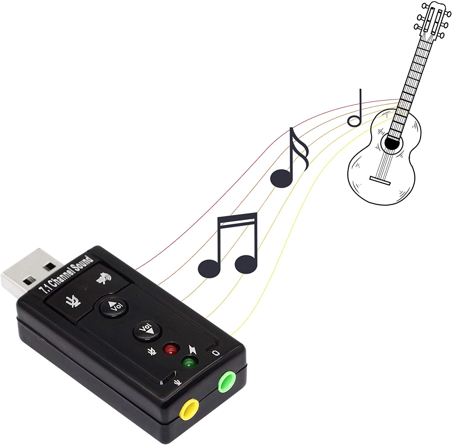 7.1 USB Stereo Audio Adapter External Sound Card - Sound card - stereo - USB 2.0 - ICUSBAUDIO7,Black - image 2 of 6