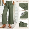 thumbnail image 4 of SWQZVT Womens Wide Leg Pants With Pockets High Waist Adjustable Knot Loose Casual Trousers Business Work Casual Pants for Womens Clothes Slacks Palazzo Lightweight Pants, 4 of 10