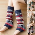 thumbnail image 3 of Yokua Women Winter Christmas Knit Leg Warmers Snowflake Reindeer Jacquard Knee High Footless Socks Holiday Snow Boots Cover, 3 of 20