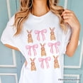 thumbnail image 5 of Coquette Bunny Pink Bow Easter T-Shirt, Cute Girly Bunny Spring Tee, 5 of 6