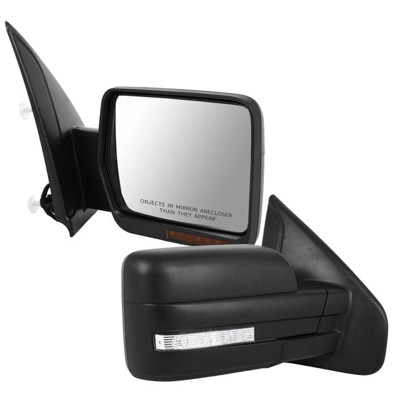 ECCPP Towing Mirrors Fit 2004-2014 for Ford F150 Pickup Truck Power Heated Turn Signal Light Puddle Light Black Mirror Pair Set Right Passenger and Left Driver Side