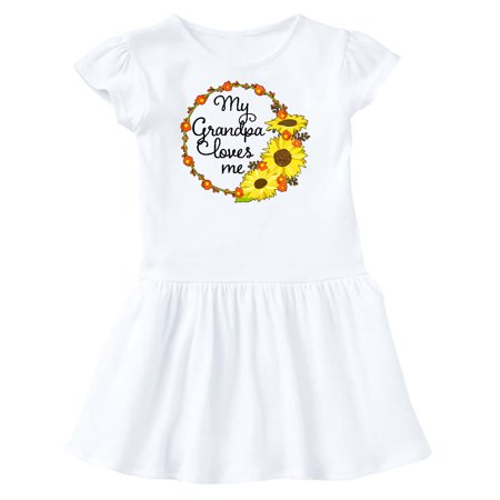 

Inktastic My Grandpa Loves Me with Sunflower Wreath Gift Toddler Girl Dress